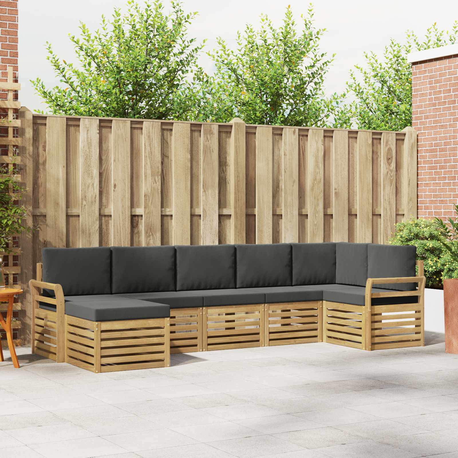 Outdoor-Sofagarnitur 7 pcs Weiß und Anthrazit