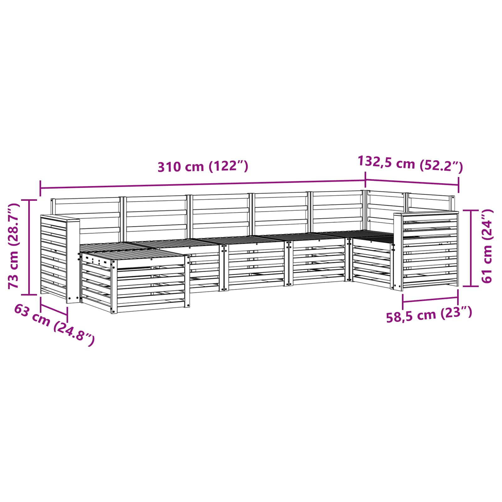 Outdoor-Sofagarnitur 7 pcs Weiß