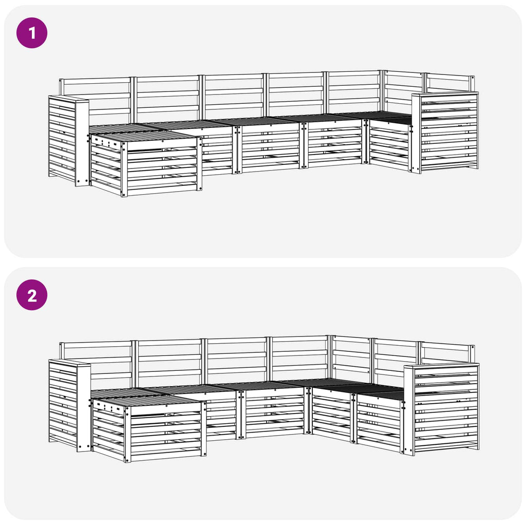 Outdoor-Sofagarnitur 7 pcs Weiß