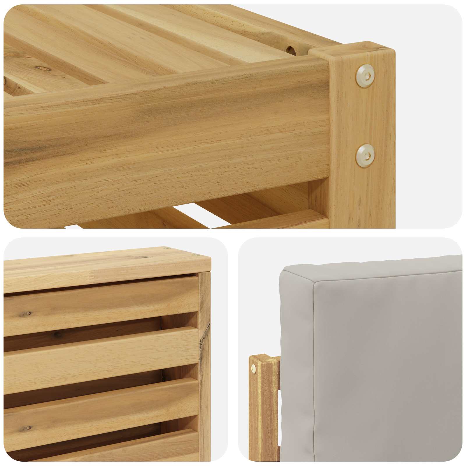 Outdoor-Sofagarnitur 7 pcs Weiß und Hellgrau