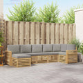 Outdoor-Sofagarnitur 7 pcs Weiß und Hellgrau