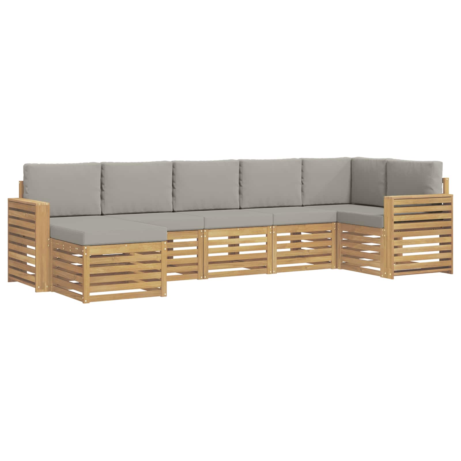 Outdoor-Sofagarnitur 7 pcs Weiß und Hellgrau