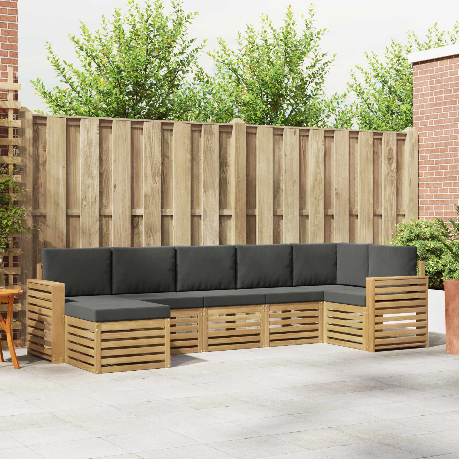 Outdoor-Sofagarnitur 7 pcs Weiß und Anthrazit