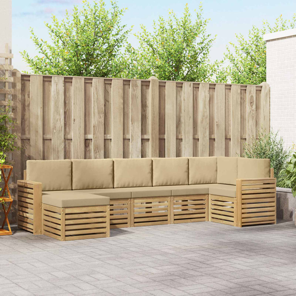Outdoor-Sofagarnitur 7 pcs Weiß und Beige