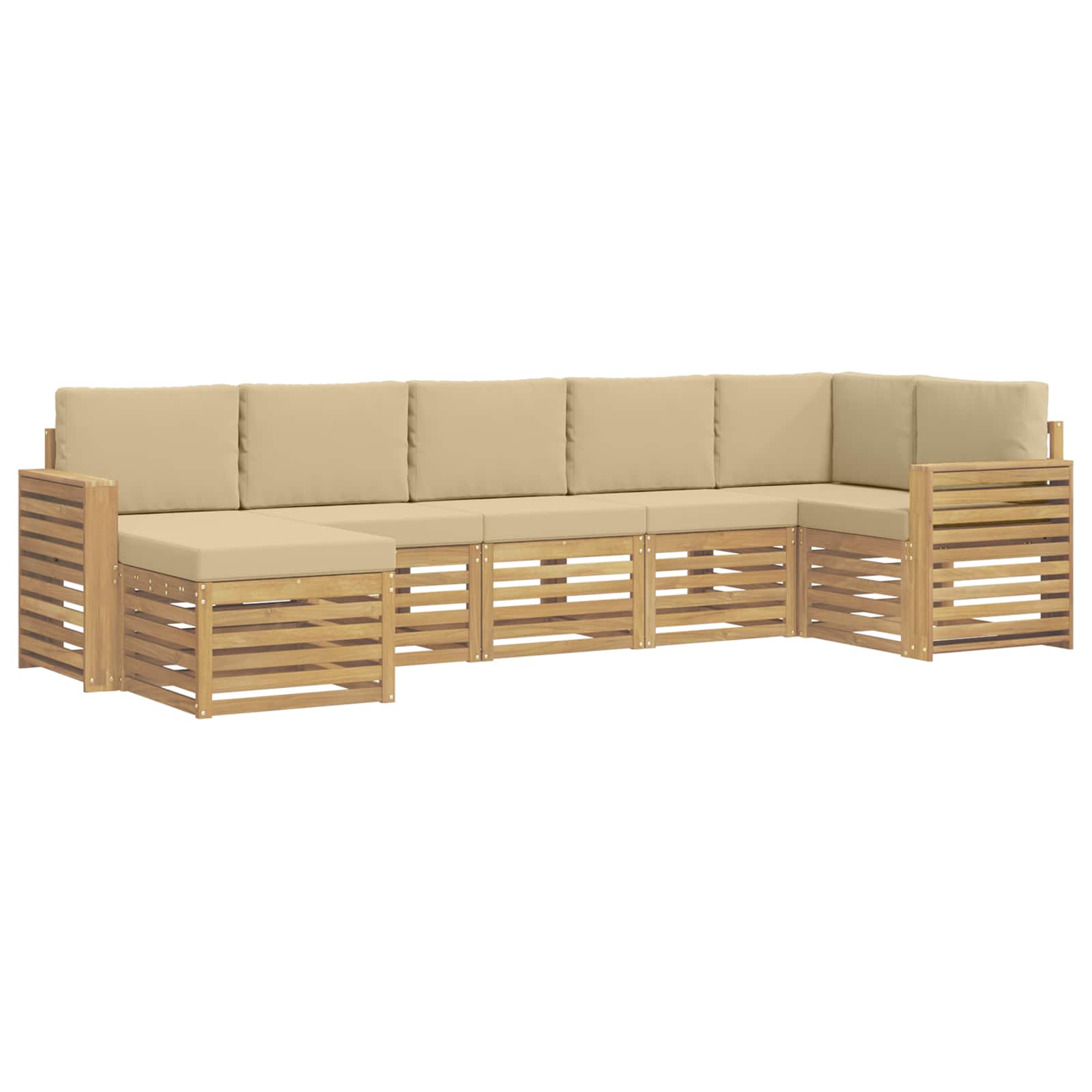 Outdoor-Sofagarnitur 7 pcs Weiß und Beige