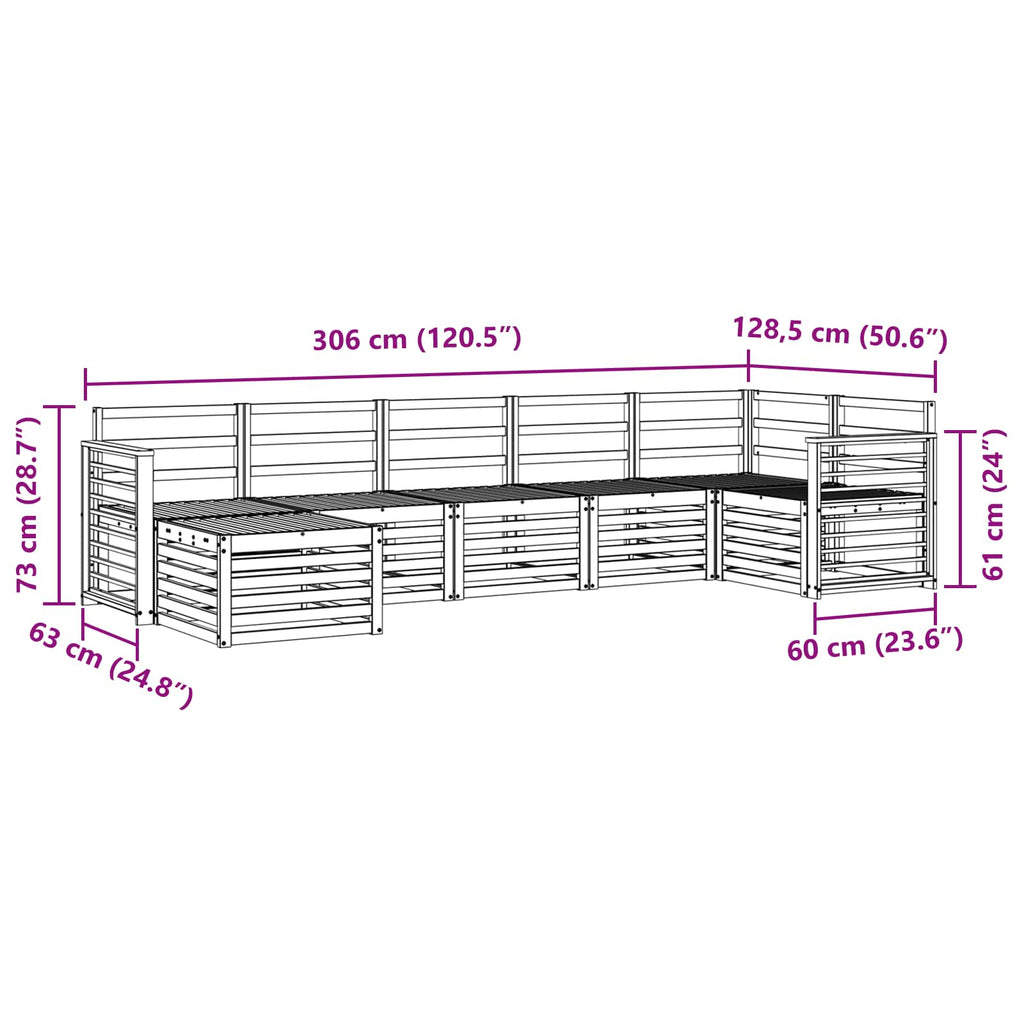 Outdoor-Sofagarnitur 7 pcs Weiß