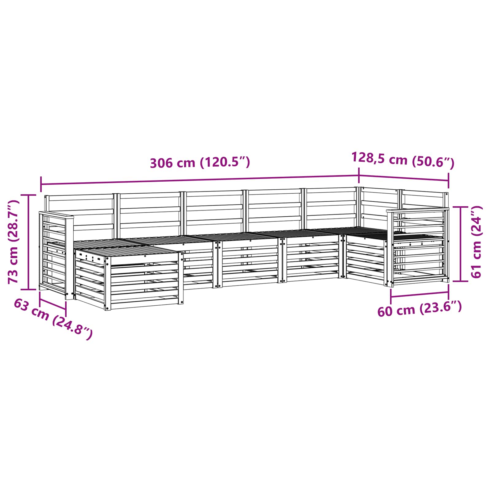 Outdoor-Sofagarnitur 7 pcs Weiß