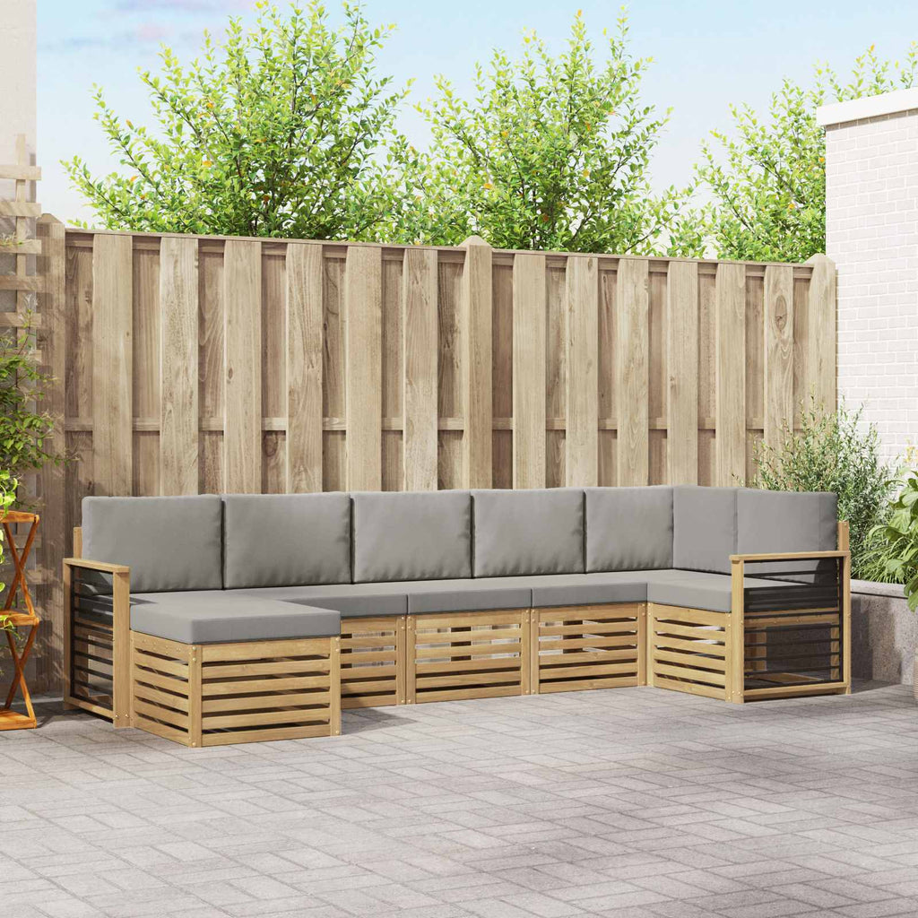 Outdoor-Sofagarnitur 7 pcs Weiß und Hellgrau