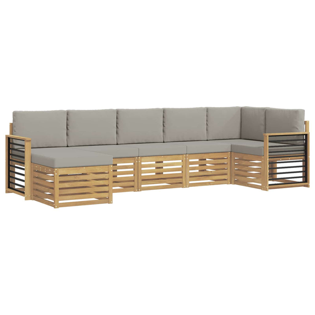 Outdoor-Sofagarnitur 7 pcs Weiß und Hellgrau