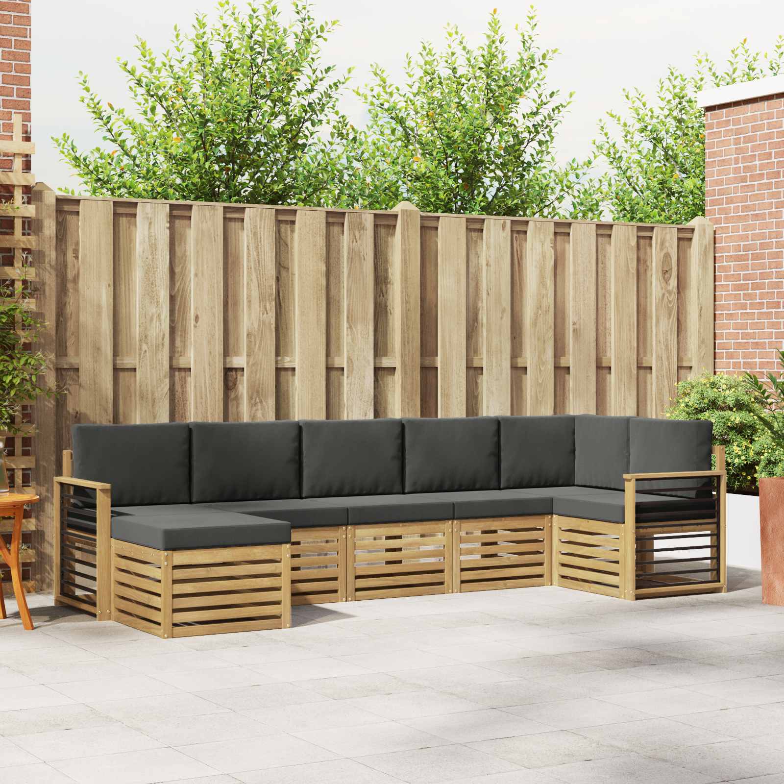 Outdoor-Sofagarnitur 7 pcs Weiß und Anthrazit