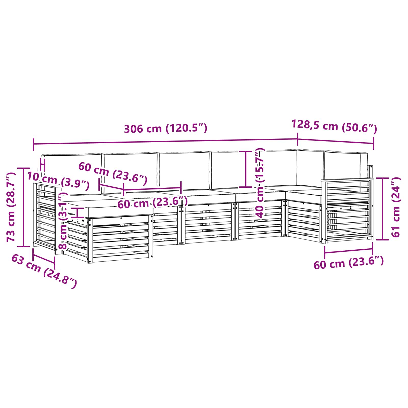 Outdoor-Sofagarnitur 7 pcs Weiß und Anthrazit