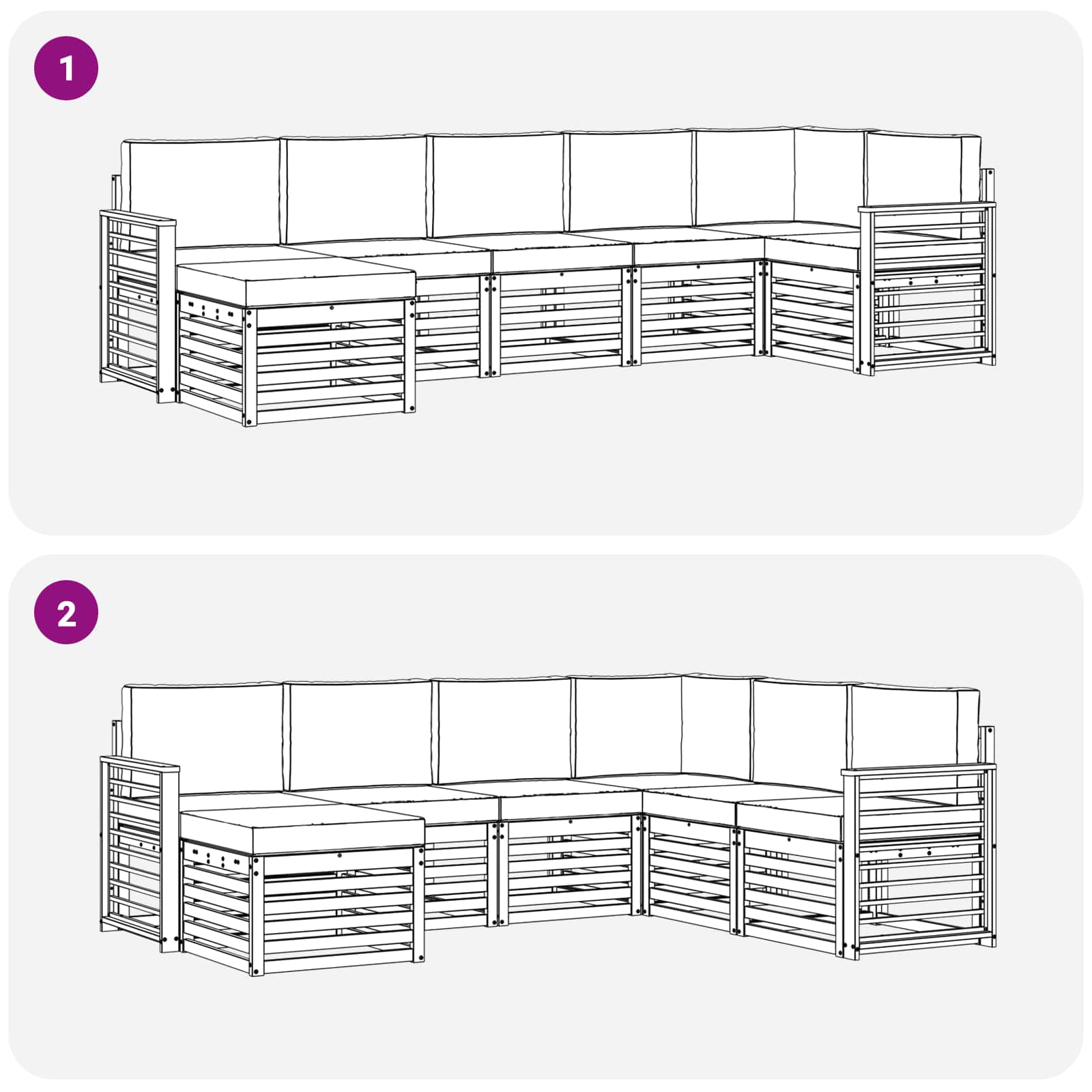 Outdoor-Sofagarnitur 7 pcs Weiß und Beige