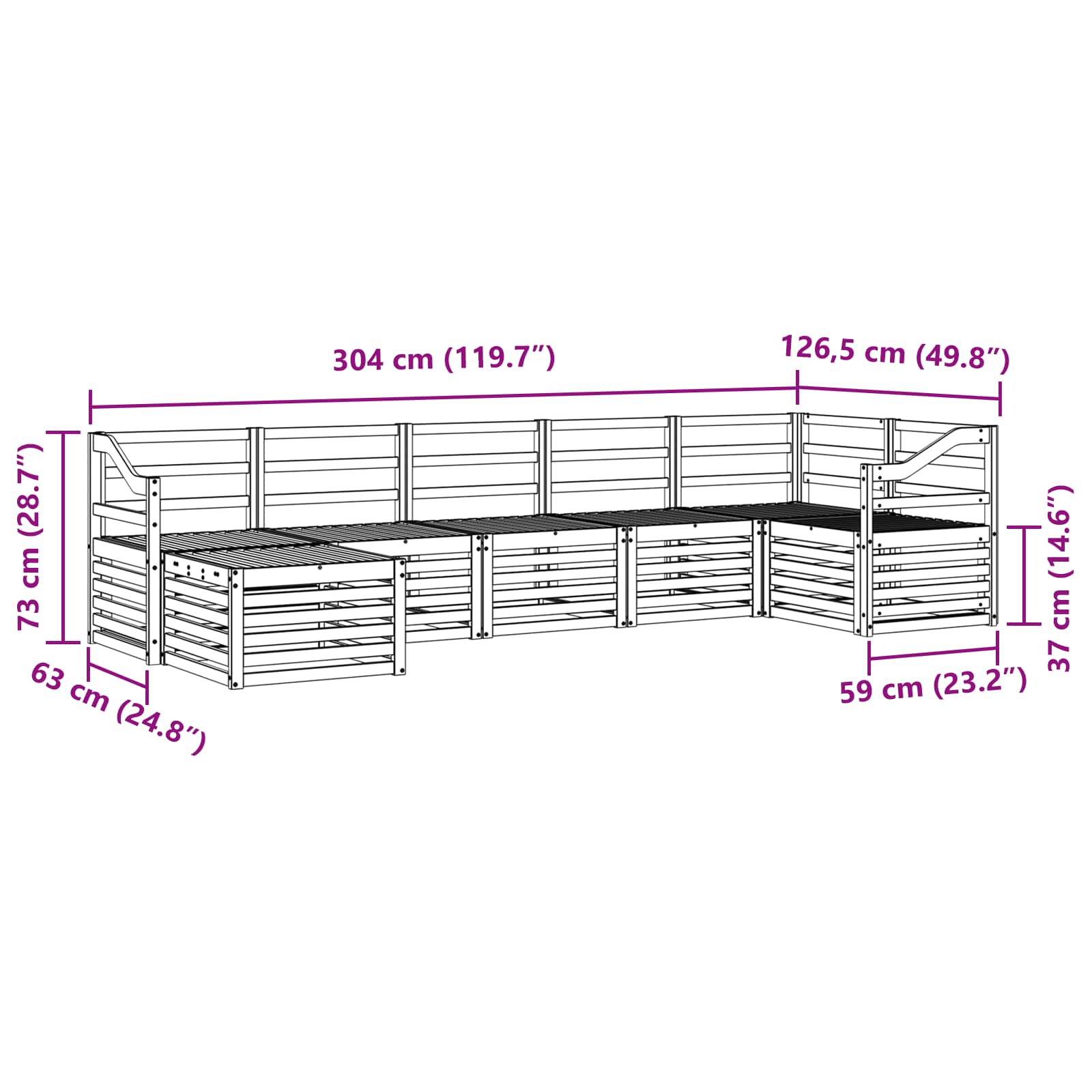 Outdoor-Sofagarnitur 7 pcs Weiß