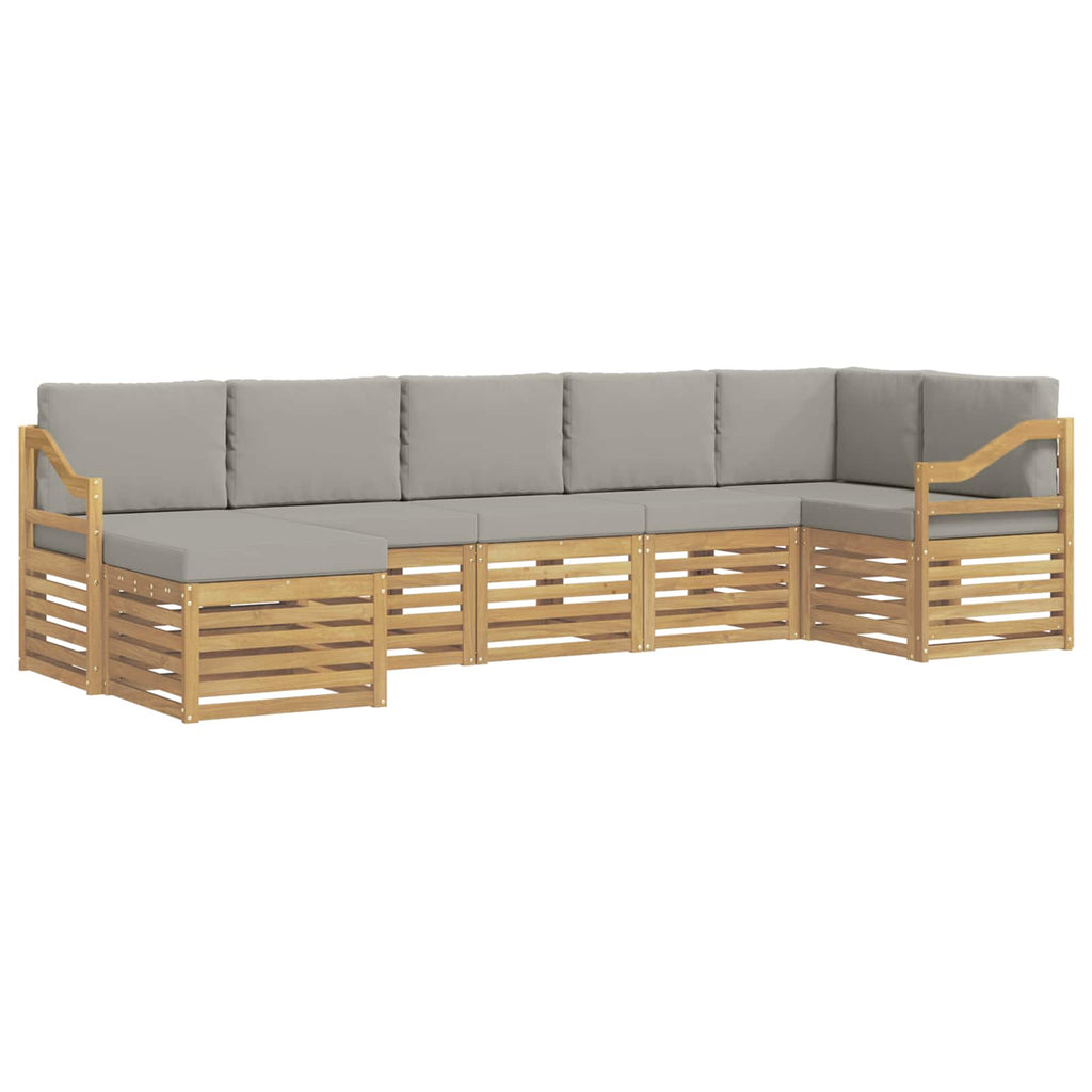 Outdoor-Sofagarnitur 7 pcs Weiß und Hellgrau
