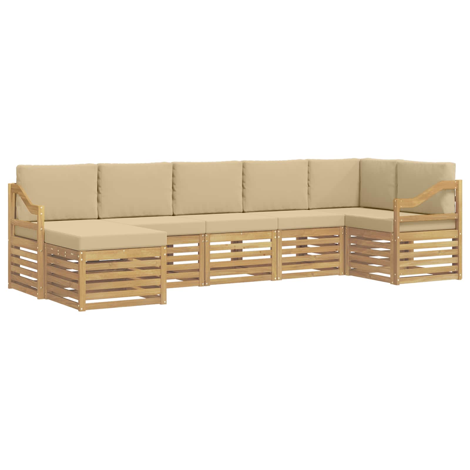 Outdoor-Sofagarnitur 7 pcs Weiß und Beige
