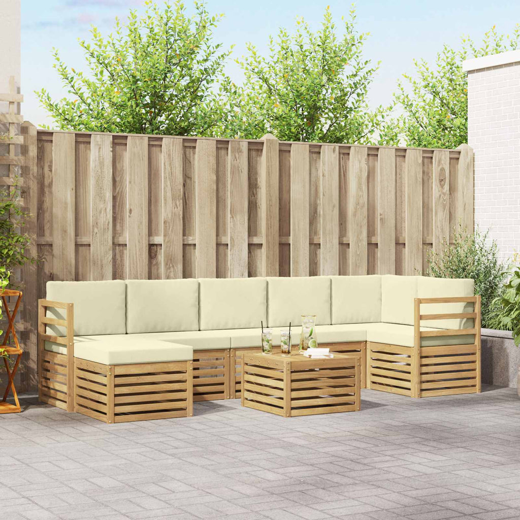 Outdoor-Sofagarnitur 8 pcs Weiß und Creme 59 x 59 x 37 cm