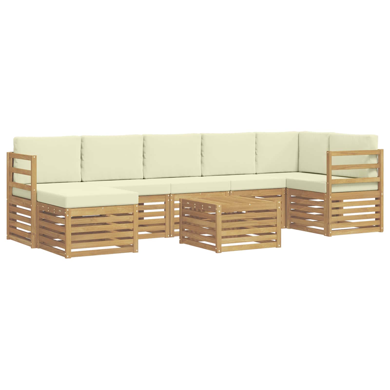 Outdoor-Sofagarnitur 8 pcs Weiß und Creme 59 x 59 x 37 cm