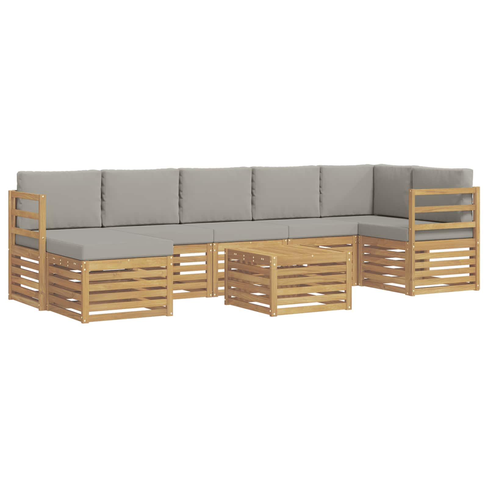 Outdoor-Sofagarnitur 8 pcs Weiß und Hellgrau 59 x 59 x 37 cm