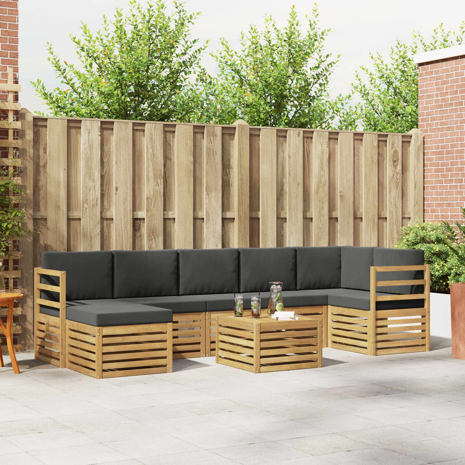 Outdoor-Sofagarnitur 8 pcs Weiß und Anthrazit 59 x 59 x 37 cm