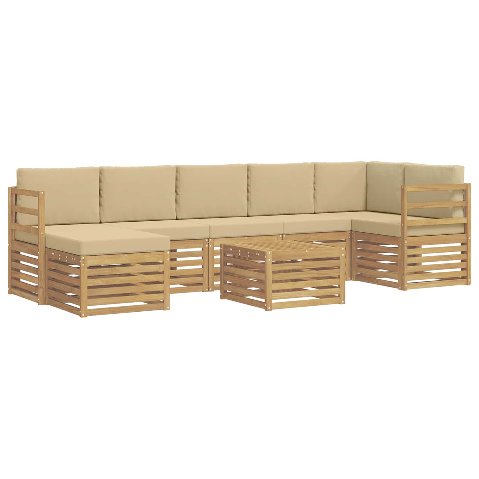 Outdoor-Sofagarnitur 8 pcs Weiß und Beige 59 x 59 x 37 cm