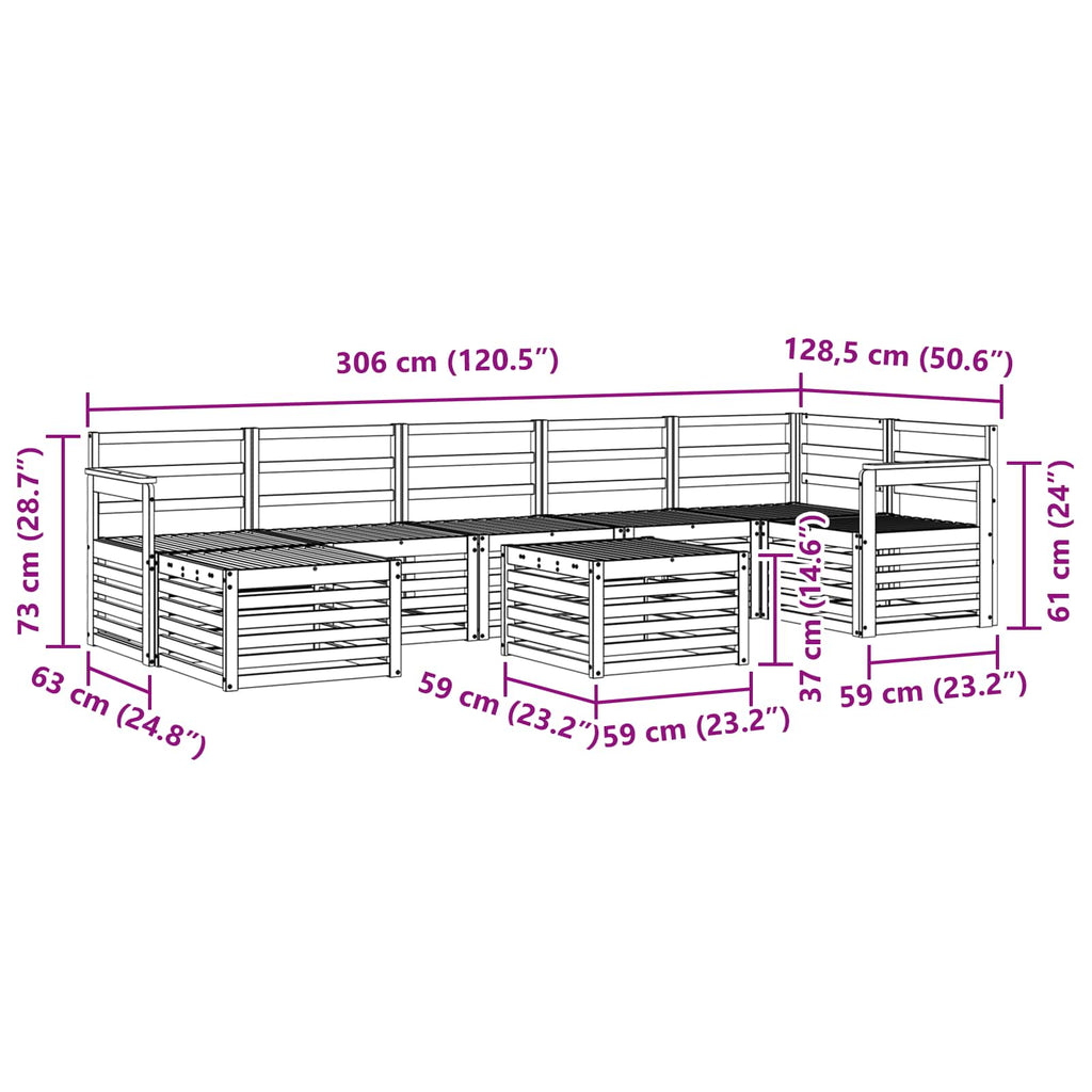 Outdoor-Sofagarnitur 8 pcs Weiß 59 x 59 x 37 cm