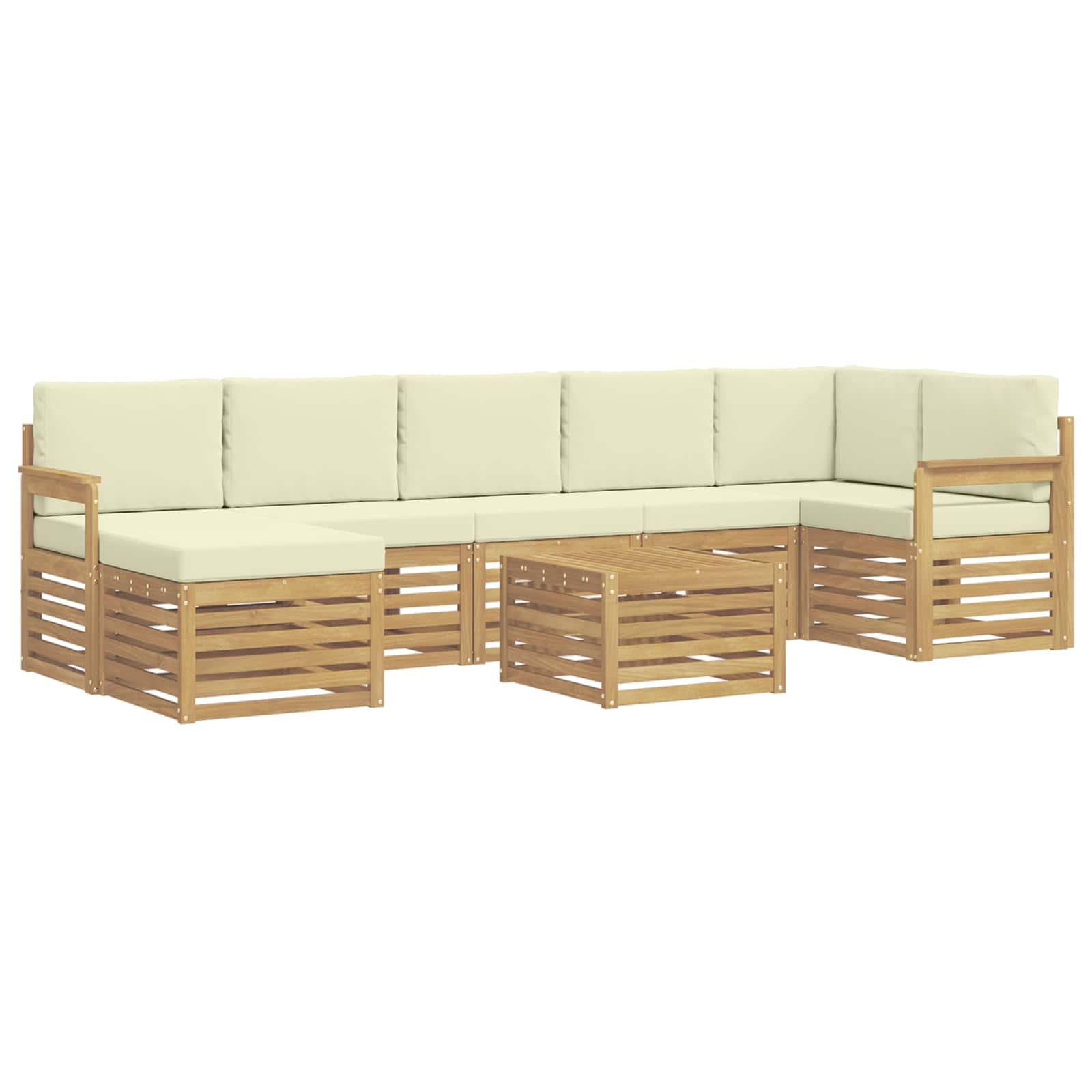 Outdoor-Sofagarnitur 8 pcs Weiß und Creme 59 x 59 x 37 cm