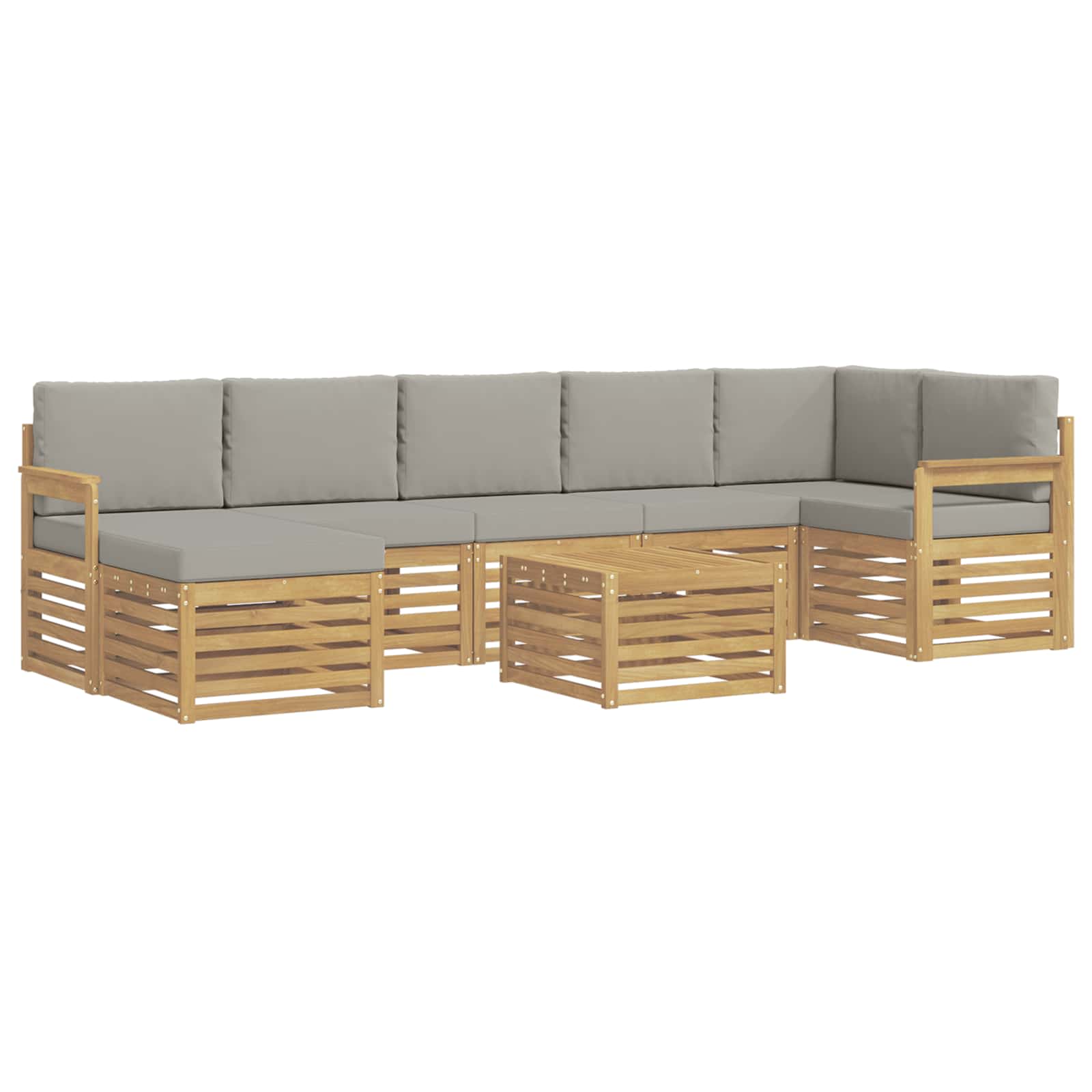 Outdoor-Sofagarnitur 7 pcs Weiß und Hellgrau 59 x 59 x 37 cm
