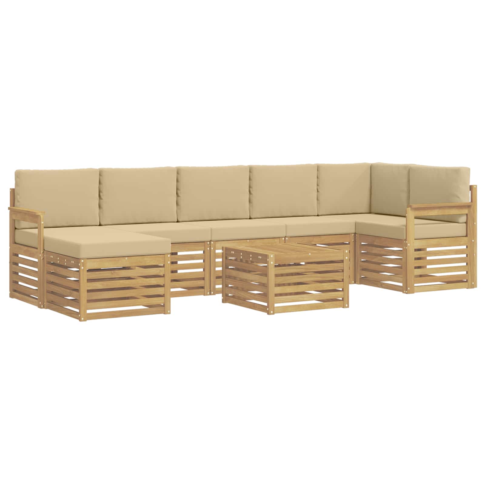 Outdoor-Sofagarnitur 7 pcs Weiß und Beige 59 x 59 x 37 cm