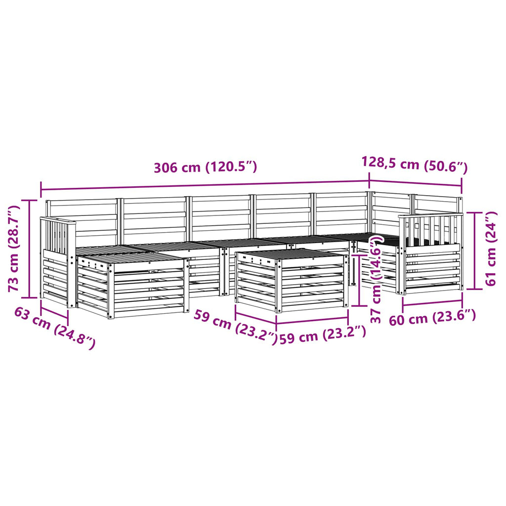 Outdoor-Sofagarnitur 8 pcs Weiß 59 x 59 x 37 cm