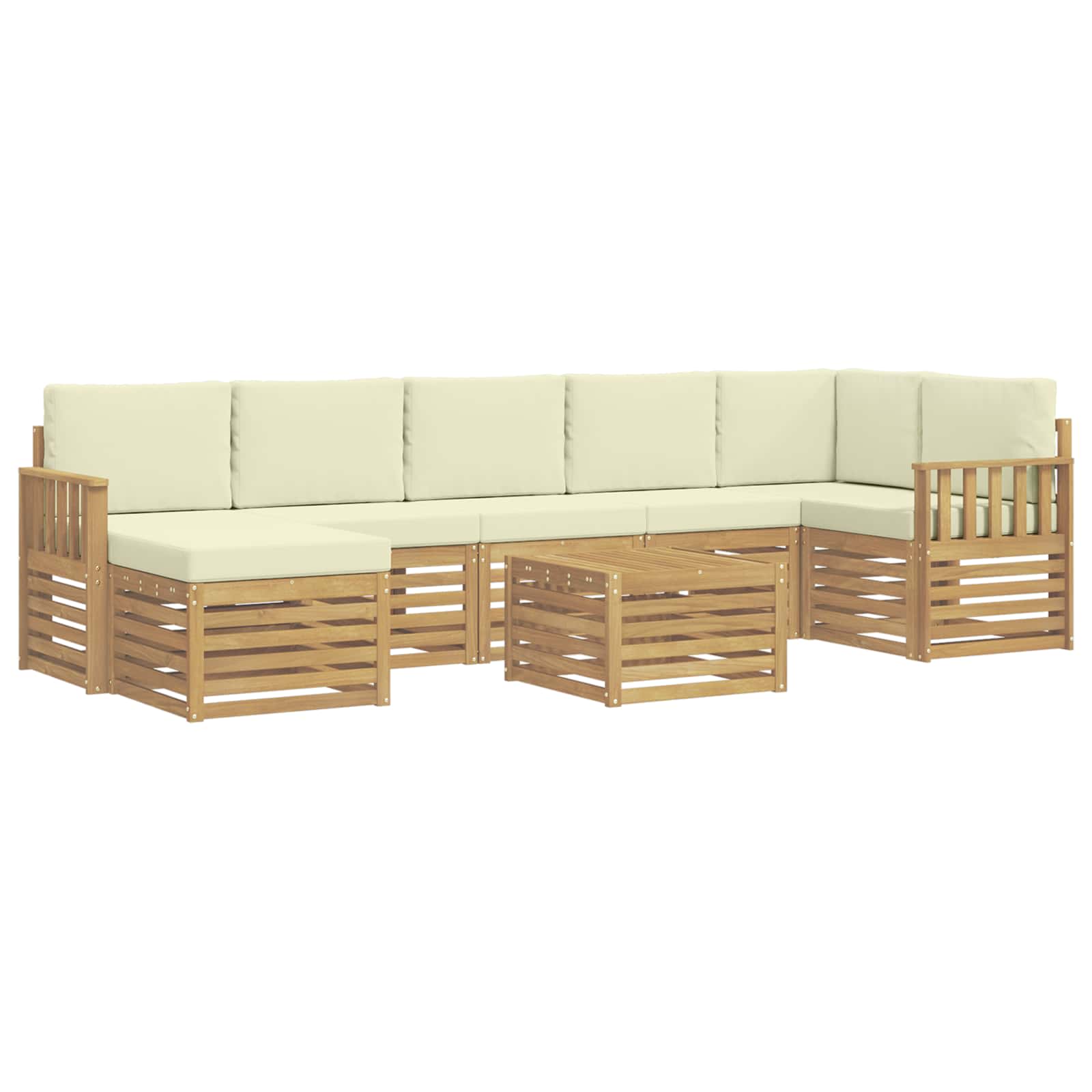 Outdoor-Sofagarnitur 8 pcs Weiß und Creme 59 x 59 x 37 cm