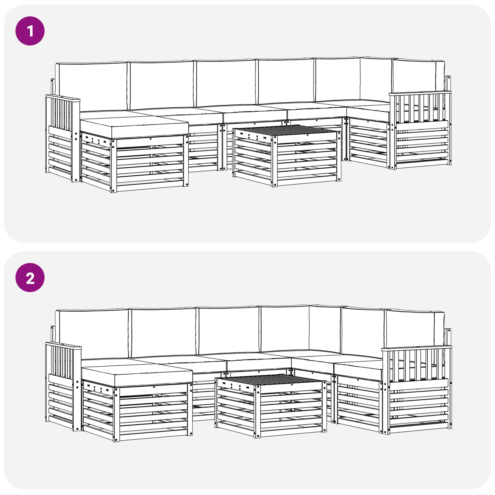 Outdoor-Sofagarnitur 8 pcs Weiß und Creme 59 x 59 x 37 cm
