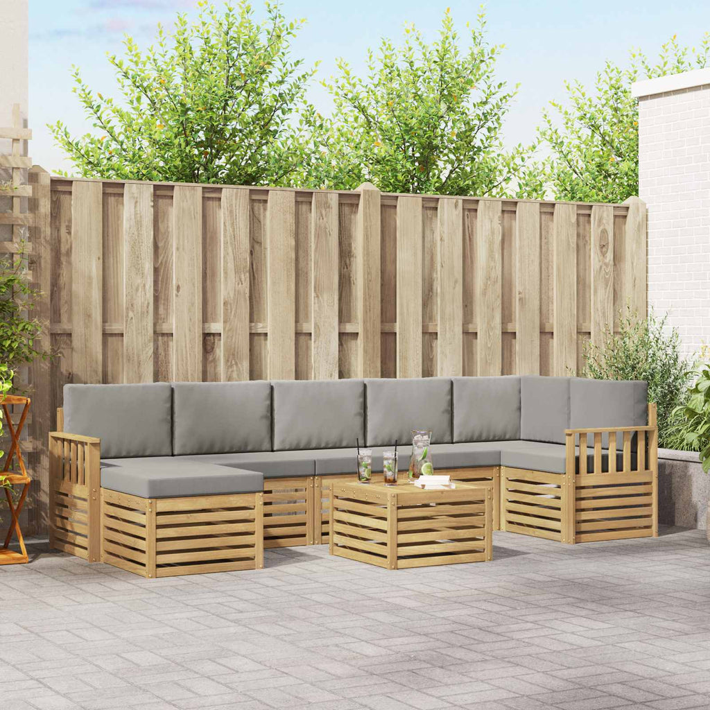Outdoor-Sofagarnitur 7 pcs Weiß und Hellgrau 59 x 59 x 37 cm
