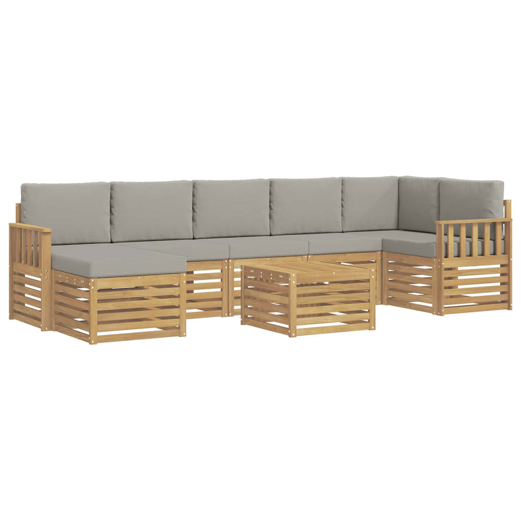 Outdoor-Sofagarnitur 7 pcs Weiß und Hellgrau 59 x 59 x 37 cm