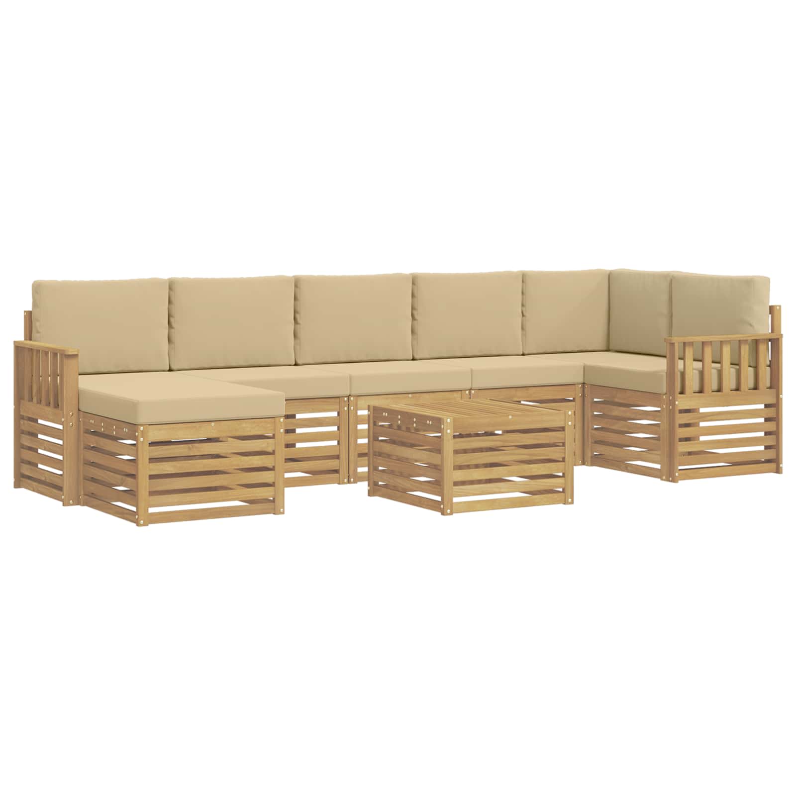 Outdoor-Sofagarnitur 7 pcs Weiß und Beige 59 x 59 x 37 cm