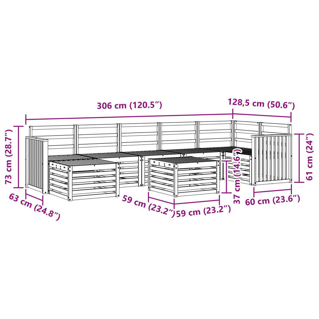 Outdoor-Sofagarnitur 8 pcs Weiß 59 x 59 x 37 cm