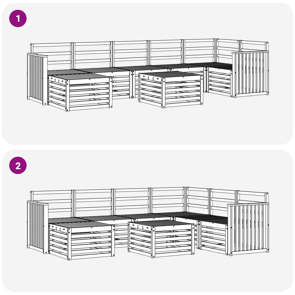 Outdoor-Sofagarnitur 8 pcs Weiß 59 x 59 x 37 cm