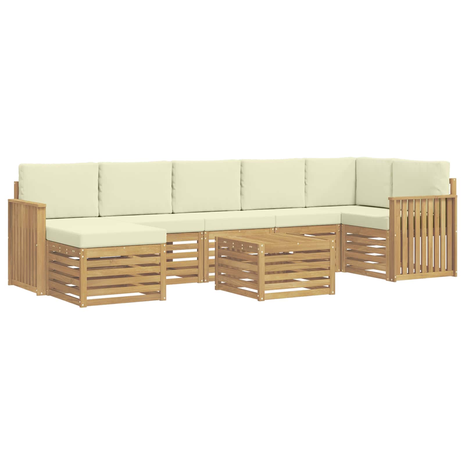 Outdoor-Sofagarnitur 8 pcs Weiß und Creme 59 x 59 x 37 cm