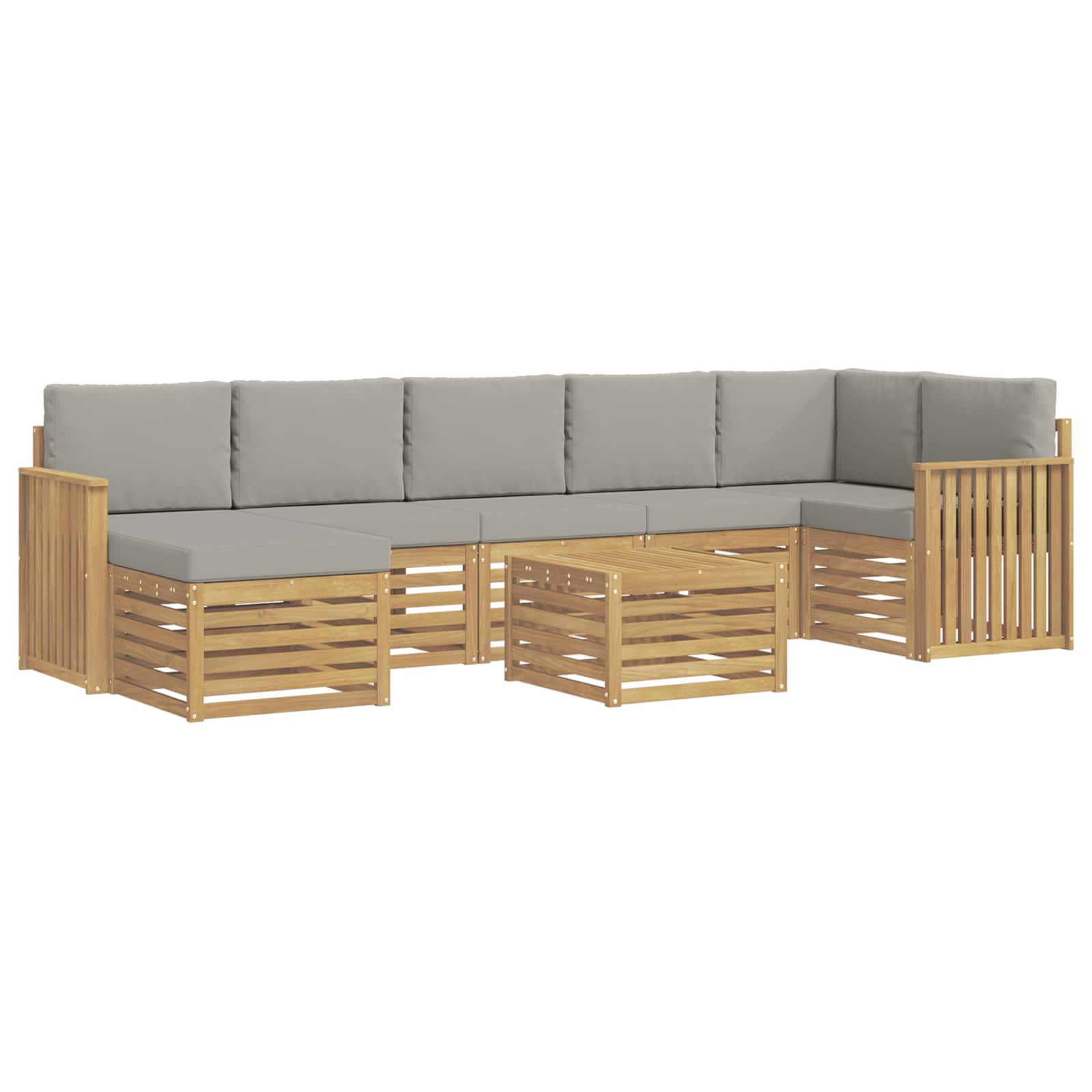 Outdoor-Sofagarnitur 8 pcs Weiß und Hellgrau 59 x 59 x 37 cm