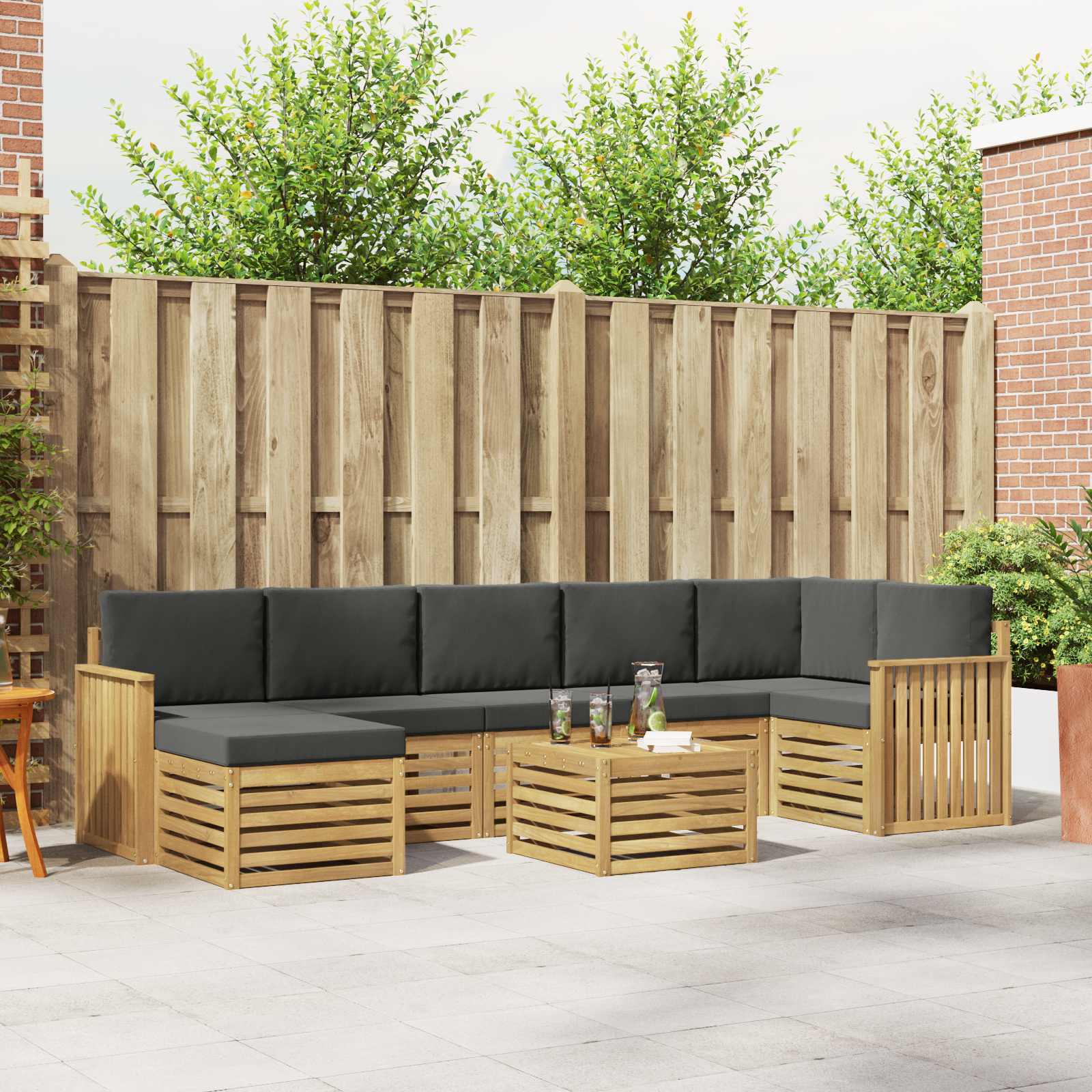 Outdoor-Sofagarnitur 8 pcs Weiß und Anthrazit 59 x 59 x 37 cm