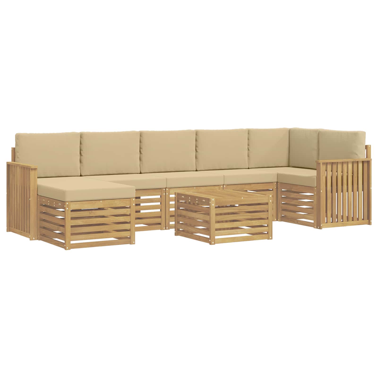 Outdoor-Sofagarnitur 8 pcs Weiß und Beige 59 x 59 x 37 cm