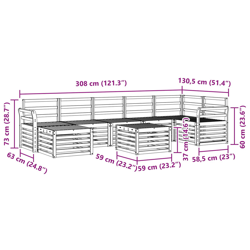 Outdoor-Sofagarnitur 8 pcs Weiß 59 x 59 x 37 cm