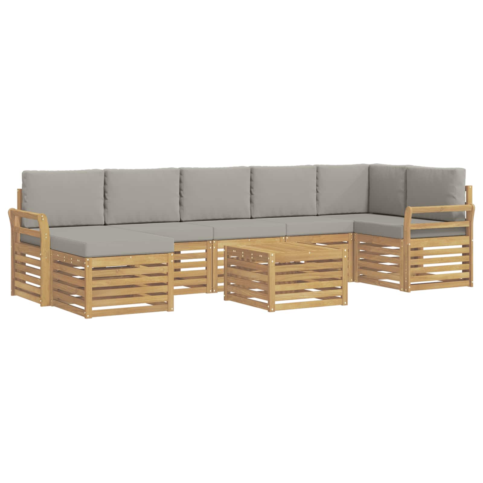 Outdoor-Sofagarnitur 8 pcs Weiß und Hellgrau 59 x 59 x 37 cm
