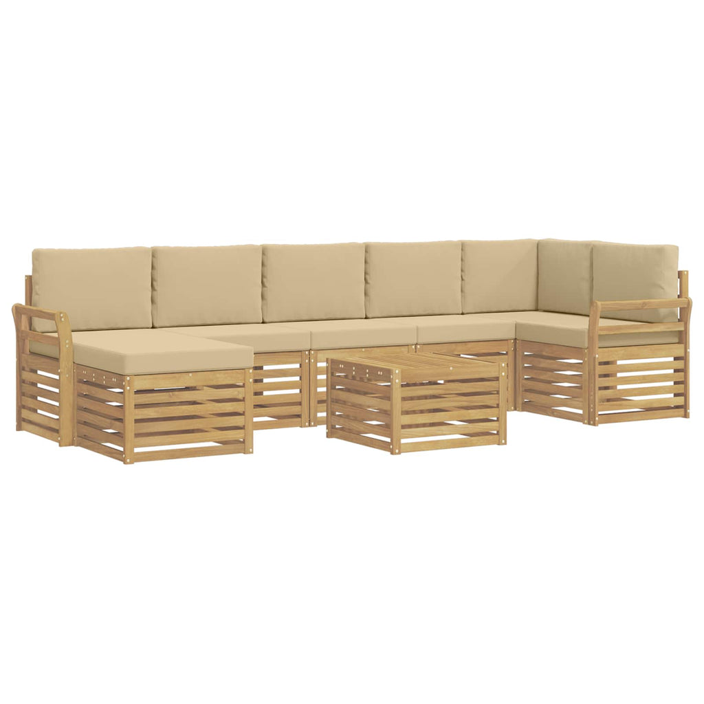 Outdoor-Sofagarnitur 8 pcs Weiß und Beige 59 x 59 x 37 cm