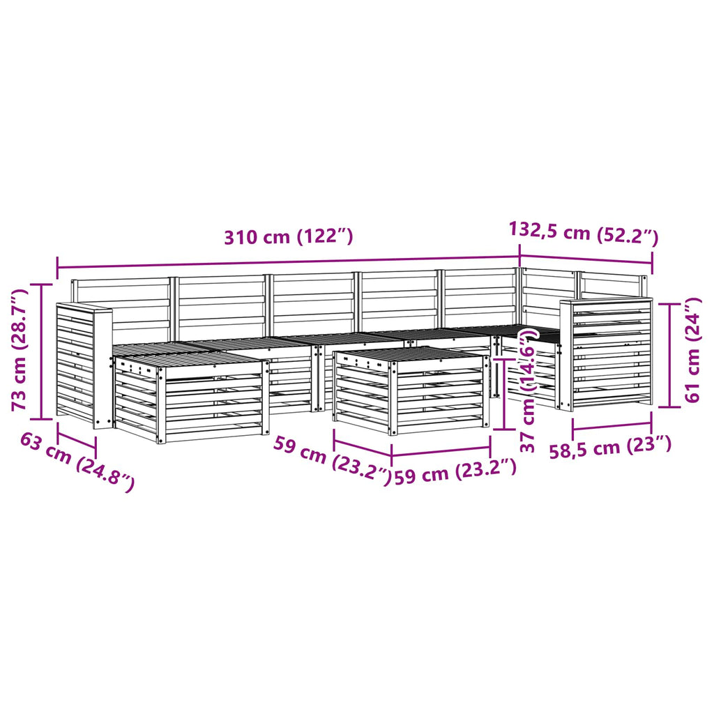 Outdoor-Sofagarnitur 8 pcs Weiß 59 x 59 x 37 cm