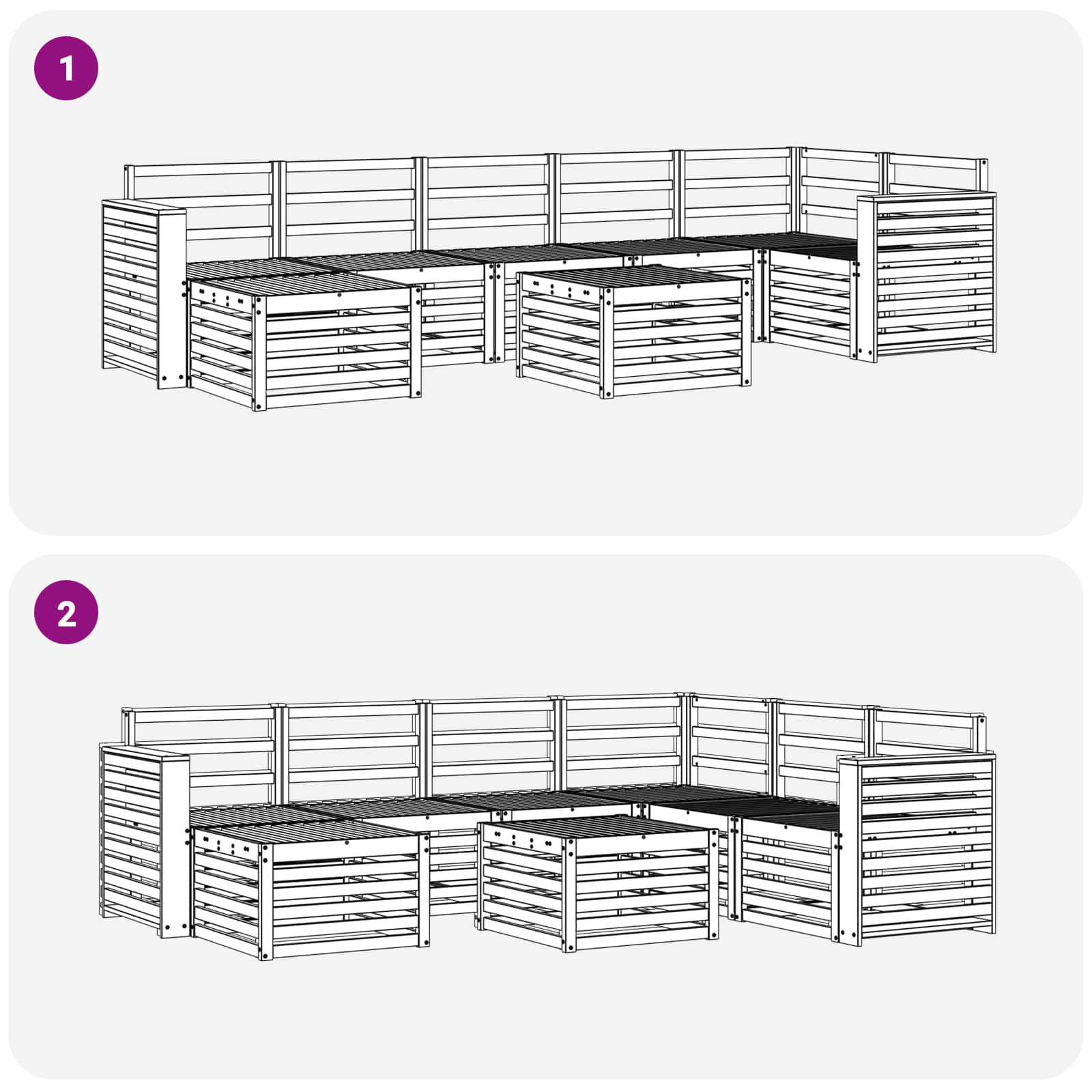 Outdoor-Sofagarnitur 8 pcs Weiß 59 x 59 x 37 cm