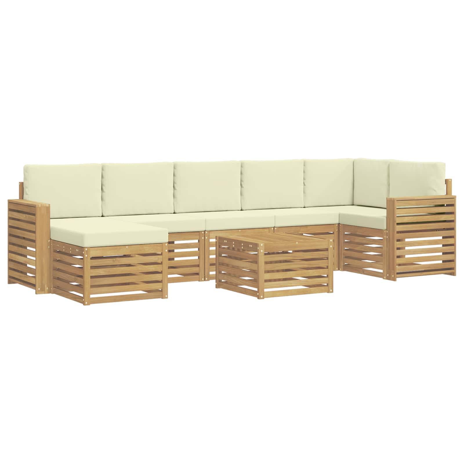 Outdoor-Sofagarnitur 8 pcs Weiß und Creme 59 x 59 x 37 cm