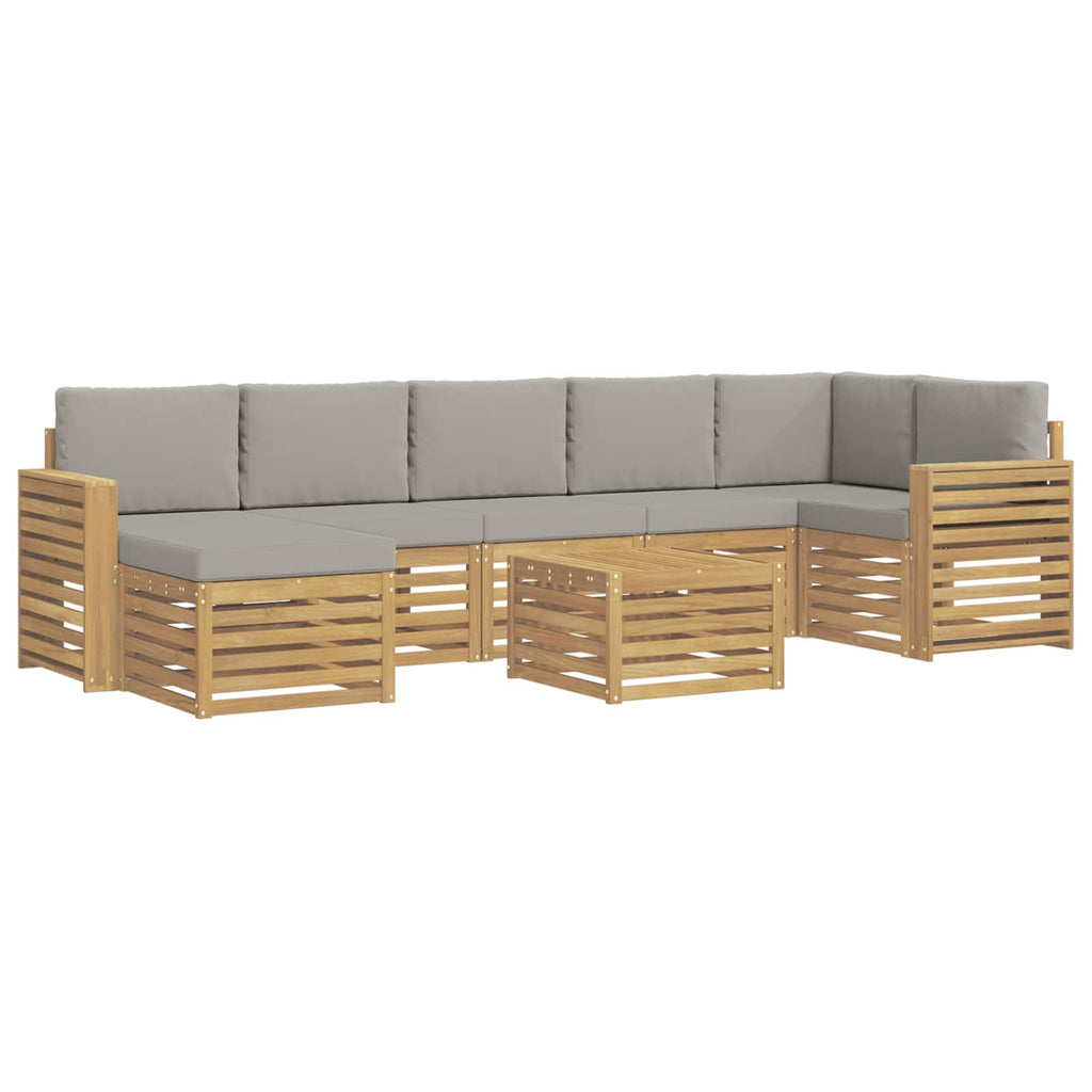 Outdoor-Sofagarnitur 8 pcs Weiß und Hellgrau 59 x 59 x 37 cm