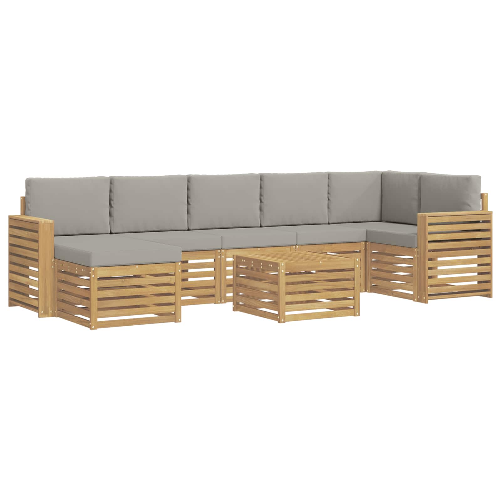 Outdoor-Sofagarnitur 8 pcs Weiß und Hellgrau 59 x 59 x 37 cm