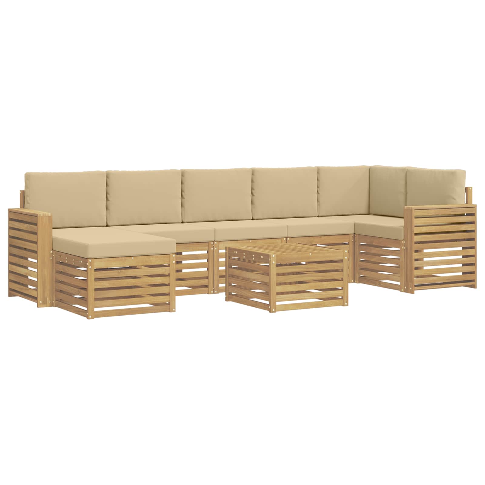 Outdoor-Sofagarnitur 8 pcs Weiß und Beige 59 x 59 x 37 cm