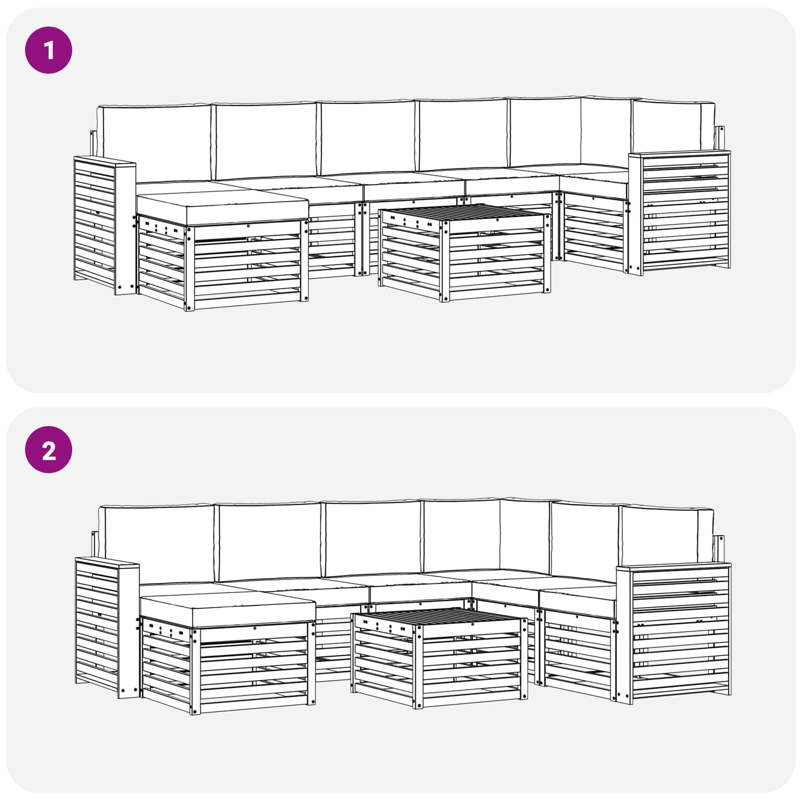 Outdoor-Sofagarnitur 8 pcs Weiß und Beige 59 x 59 x 37 cm